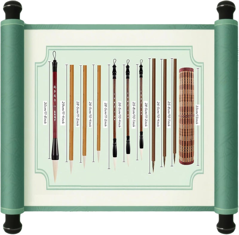 TIUSUTA 10-Piece Chinese Calligraphy Brush Set - Premium Writing Brushes for Beginners & Artists - with Roll-up Bamboo Brush Holder,Chinese Painting Brushes Set Flower Bird Line-Drawing Brushes - Image 2